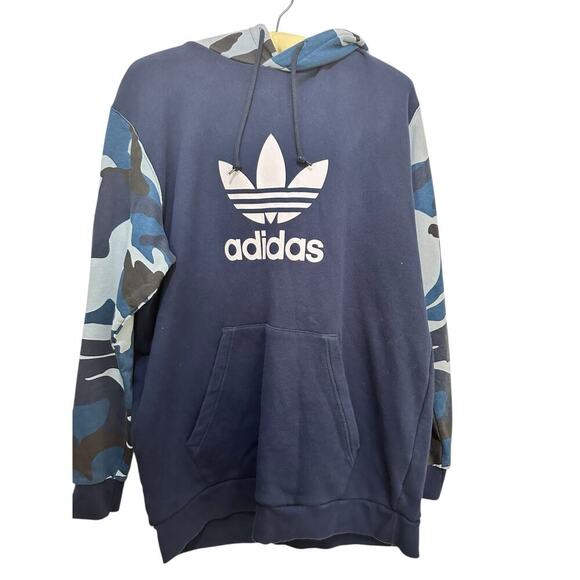 Adidas Men's Blue Originals Army Camouflage Long Sleeves Pullover Hoodie Size XL - Picture 6 of 7